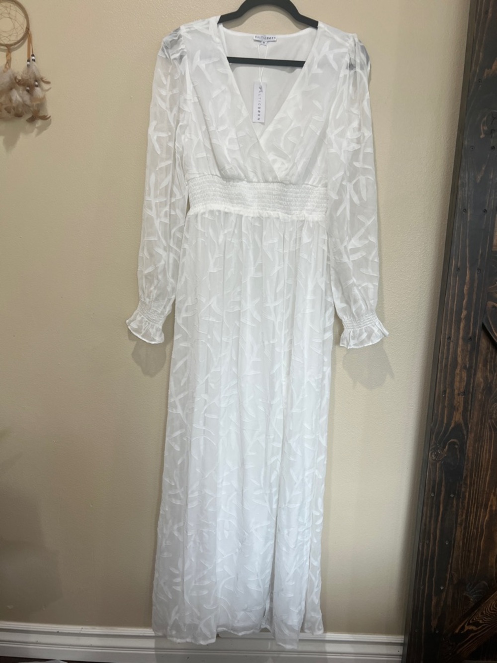 Baltic Born - Bridget Textured White Long Sleeve Maxi Dress